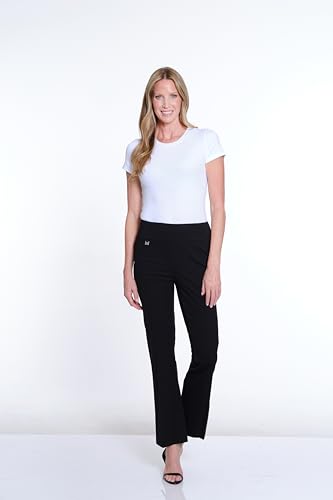 SLIM-SATION Women's Wide Band Elastic Waist Pull Over Flare Leg Pant-Short Length2