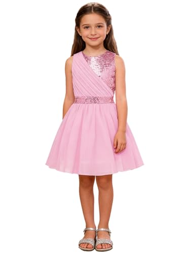 Robe fête en chiffon sans manches fille pour tenue demoiselle d'honneur mariage