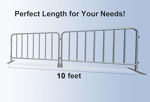 BIGalleons 2-Pack Steel Crowd Control Barrier, Light Duty 5FT Interlocking Safety Barricade, 16GA Galvanized Steel Queue Barrier, Assembly Needed for Pedestrian Traffic & Construction Barricade (Grey) - Thumbnail 3