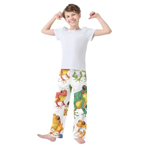 ZZXXB Frog Colorful Pattern Boys Long Pants Soft Trousers Elastic Waist Kids Lounge Bottoms with Pockets S-XL2