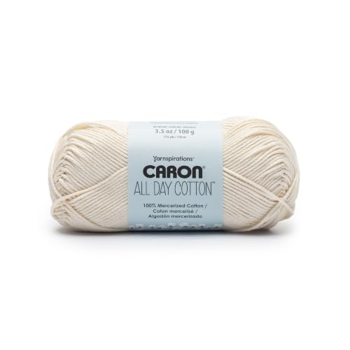 Image of Caron All Day Cotton Yarn for Crocheting, Cream, 3-Pack