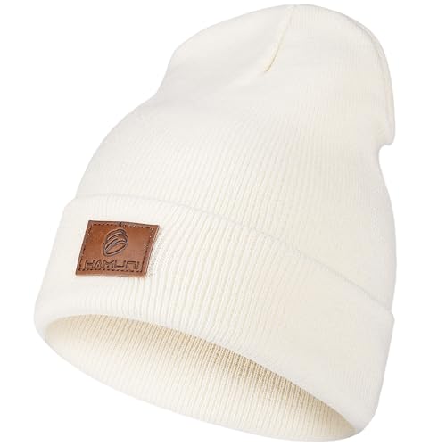 HAMUNI Beanie Mütze für Herren Damen, Klassische Wintermützen Bequem Atmungsaktiv Weich Acryl Beanie Hat Strickmütze Vintage Einfarbig Strick Bündchen Beanies Unisex