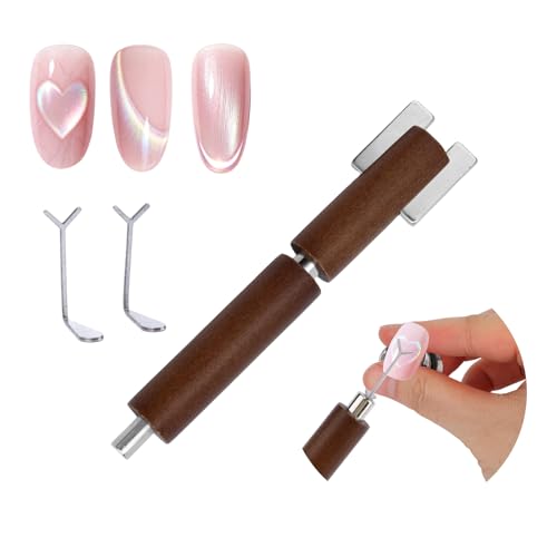 Fukaisu Imán Cat Eye en Forma de Corazón para Uñas, Herramienta Magnética Desmontable & Multifuncional con 2 Kits Manicura Y DIY para Esmalte Gel Cat Eye