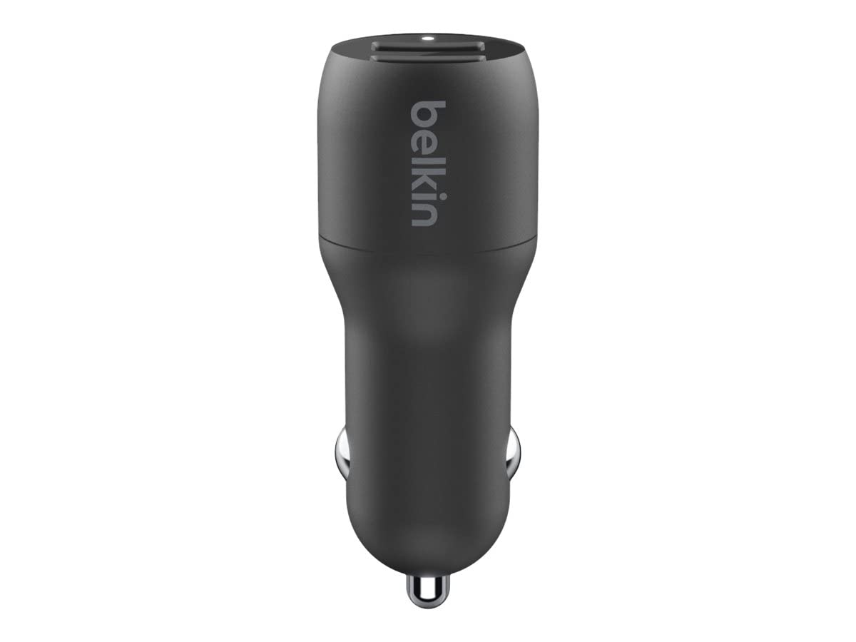 Belkin Boost Charge Çift USB Araç Şarj Cihazı 24 W + USB-A - USB-A kablosu (Çift USB-A Bağlantı Noktalı Şarj Cihazı)
