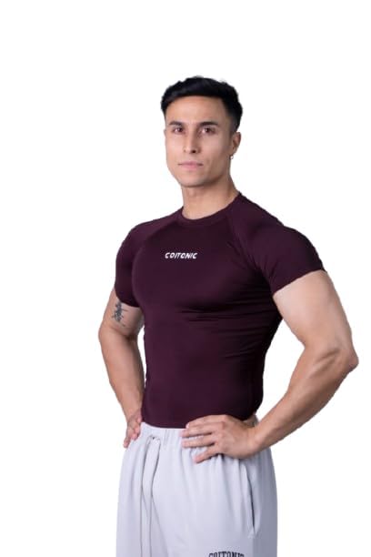 Image of COITONIC Men Compression Half Sleeves Round Neck T-Shirt for Gym and Sports Wear