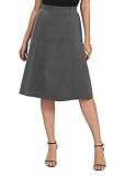 Urban CoCo Women's A-Line Elastic High Waist Flare Work Midi Knee Length Stretchy Skirt(XL, Deep Grey)