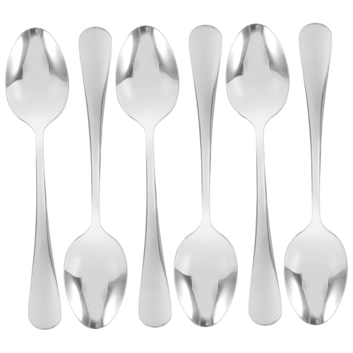 Generic 6 piezas Cucharas Inoxidable para Cocina y Comedor Diseño Grande y Pulido Duraderas y Fáciles de Limpiar Aptas para Tipo de Alimentos y Uso Diario