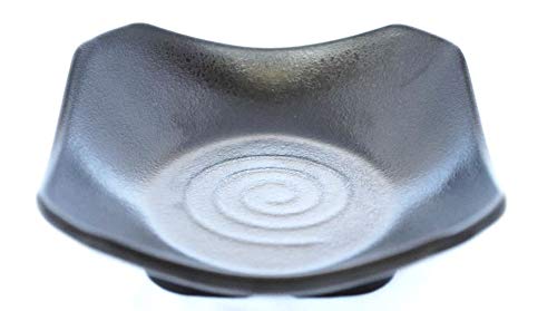 Melamine Square Side Dish Plate Set Snack Serving, 3.5", 4.5", 5.3", Black, LJP Series (48, 4.5 inch)