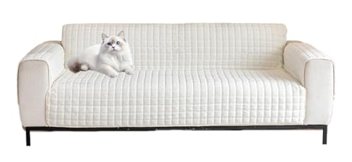 Funda para Sillón Reclinable con Bolsillos Suave con Bolsillos Y Correa Elástica Lavable Antideslizante para Niños Y Mascotas (Blanco 167 × 190 cm)