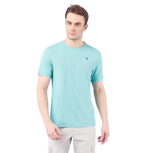 Image of TECHNOSPORT Men's Slim Fit Polyester Activewear Sports T-Shirt with Moisture-Wicking Comfort for Workout, Running & Gym