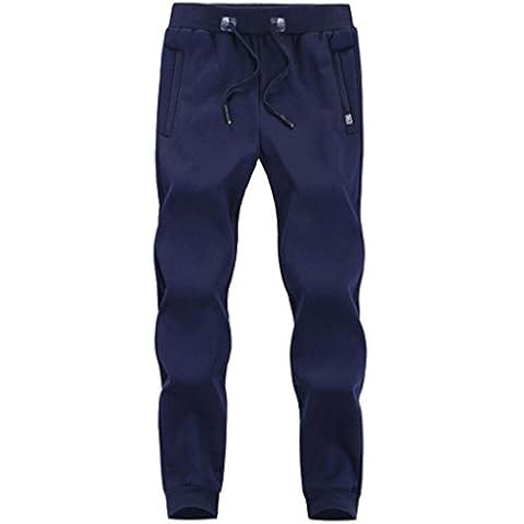 PEHMEA Men's Winter Warm Fleece Jogger Pants Sherpa Lined Sweatpants Active Track Pants - Blue - Small Cover