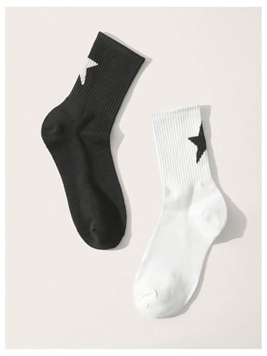 SHENHE Men's 2 Pairs Patterned Crew Socks Embroidered Soft Knit Breathable Sports Socks3