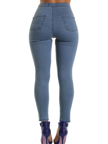 Andongnywell Women's Ripped Knee Stretchy Skinny Pants Distressed Knee-Ripped Denim Pants Classic High Waisted Jegging4