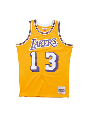 Image of Mitchell & Ness NBA Swingman Jersey Lakers 71-72 Wilt Chamberlain Light Gold SM