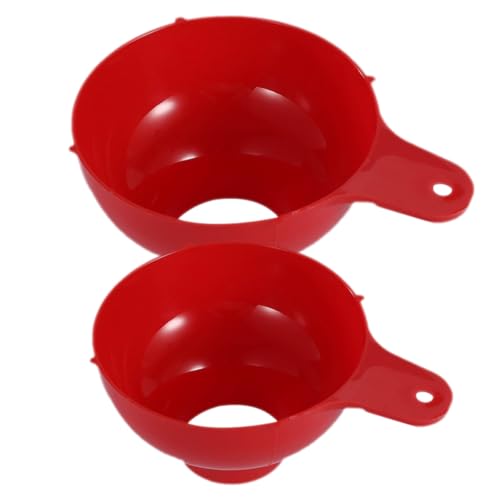DIYEAH Lot de 2 Entonnoirs en Plastique Rouge à Large Ouverture Entonnoirs Cuisine Polyvalents pour Huiles Confitures et Ingrédients Secs Taille Standard Légers et Faciles à