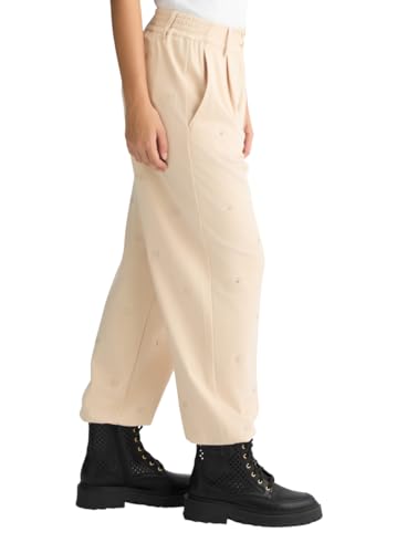 Pantalone donna Liu Jo beige chic avec logo ES25LJ69
