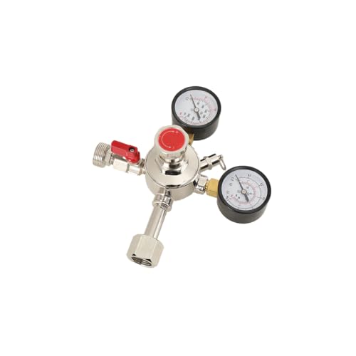 MECUTP Druckminderer CO2 Druckregler Druckminderer Gasflasche Mit Dual Manometer CO2 Regler Bier Druckentlastungsventil Für Bier Maschine Bierbrauen Bierzapfanlage - W21.8 x 1/14
