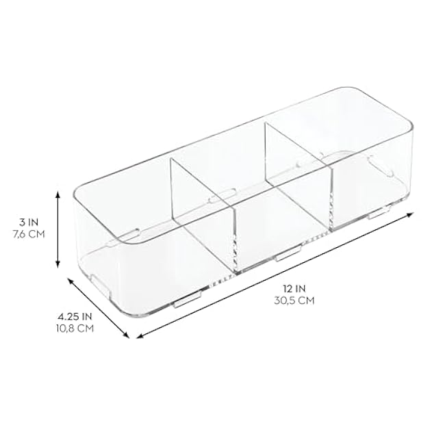 iDesign Clarity Interlocking Drawer Organizer 4 x 12 x 3 - Divided