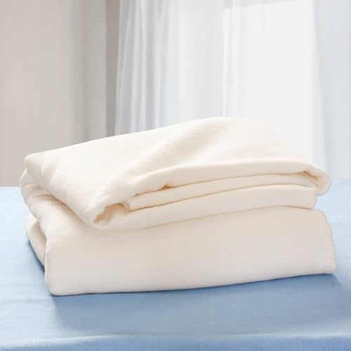 Cuddledown Organic Cotton Fleece Blanket 108"x90" Ivory