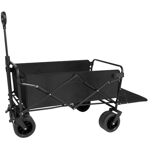 Healfith Carrello pieghevole da 100L-200L, carrello da giardino, da spiaggia, con manico regolabile...