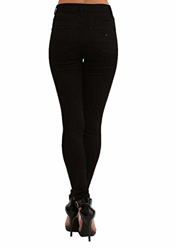 Vibrant Women's Stretch Skinny Jeans - High Waisted Slit Ripped Knee Solid Casual Denim Pants3