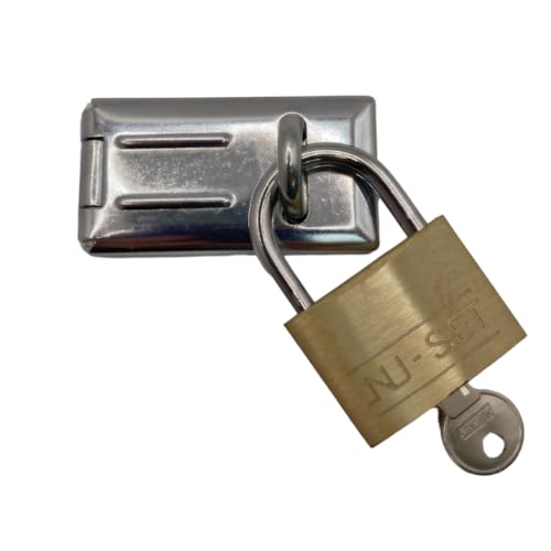 Image of NU-SET | 1 1 /2-Inch Laminated Steel Padlock and Single Hinged Steel Hasp with Rolled Edges