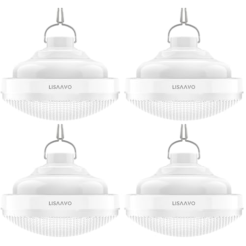 LISAAVO Luz LED para tienda de campaña, linterna LED portátil con 2 modos de iluminación, luz de campamento de emergencia resistente al agua, luces de camping, batería recargable para exteriores,
