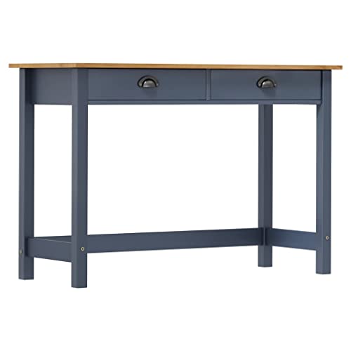 vidaXL Mesa Consola 2 Cajones Escritorio Mesilla Centro Salón Mesita Auxiliar Restaurante Sala Oficina Despacho Interior Gris 110x45x74 cm Madera Pino