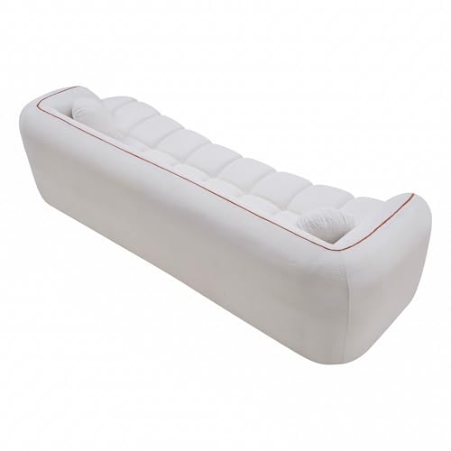 KEIKI 98.4" Compressed Sofa, 3 Seater Cloud Couch Corduroy Sofa, Tufted Couch with 2 Pillows Comfy Deep Seat for Living Room, Apartment, Office, White by KEIKI - Used condition - Image 8