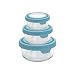 Anchor Hocking TrueSeal Round Glass Food Storage Containers with Airtight Lids, Mineral Blue, Set of 3