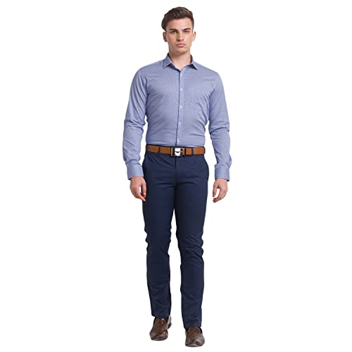 Image of Park Avenue Men Super Slim Fit Solid Pattern Cotton Spandex Blend Flat Front Formal Chinos
