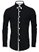 TAM WARE Mens Classic Slim Fit Contrast Inner Long Sleeve Dress Shirts TWNMS314-1-337S-BLACK-US M