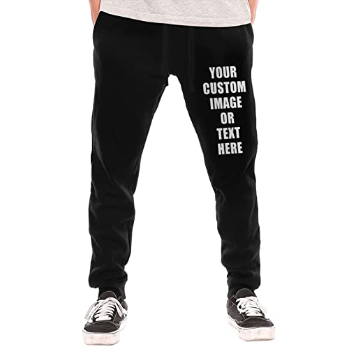 Image of Custom Men's Sweatpants Add Your Own Logo Design Personalized Joggers Sweat Pants