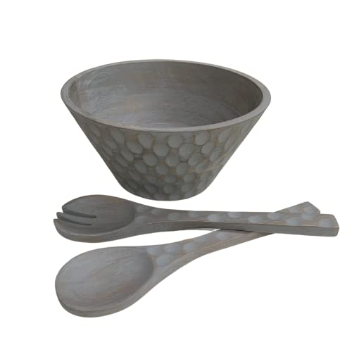 Comparison: Best Mango Wood Salad Bowl Set 8 Mango Wooden Salad Bowl Set, Large Serving Bowl with set of Two Mango Wood Utensils for House Warming, Anniversaries and Birthdays Size: L9.7 x W9.7 x H5 Inches