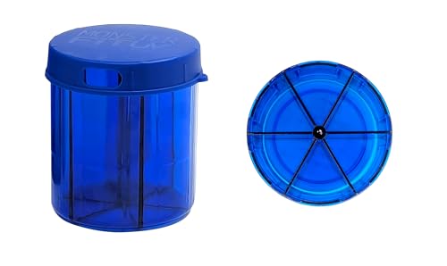 Image of Supplement Pill Dispenser Bottle, 6 Compartment, Labels, Easy Open, Anti-Mixing, UV Protected, Monthly Vitamin, Monster Fit Jr Medication Holder (Cobalt Blue, Small)