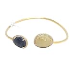 Rajasthan Gems Pulsera de primavera Kada de plata de ley 925, oro, rodio, circonita cúbica y piedra preciosa natural de zafiro múltiple, regalo ajustable para mujer, H837