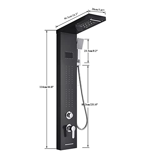 Columna de ducha multifunción de acero inoxidable con panel de pared, chorro corporal, lluvia y cascada miniatura 3
