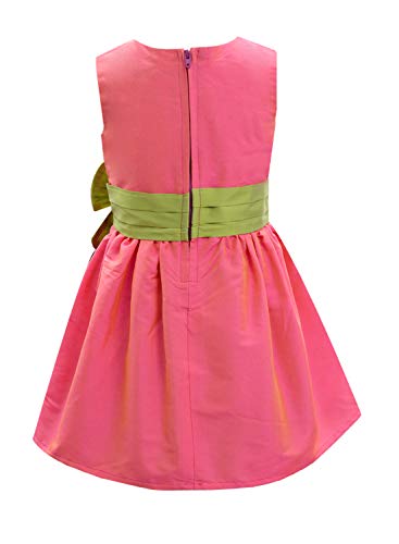 Image of A.T.U.N. All Things Uber Nice Girl's Synthetic Skater Knee-Long Dress (GDRS Pen HPL Hot Pink-Lime Green 4-5 yrs)