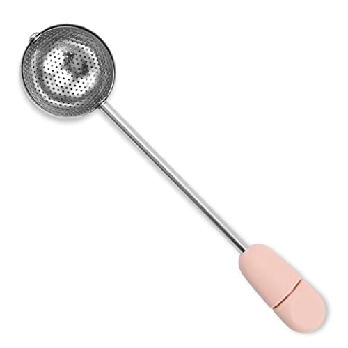 IEEDFJKK Infuseur à thé en acier inoxydable à long manche filtre à tamis en maille polie, Rose