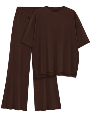 Image of TYSORT Women Casual Summer co ords Set Track Suit Oversized Top Baggy Pant,Top and Pajama Set