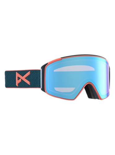 Anon M4S Cylindrical Snow Goggles + Bonus Lens + MFI® Face Mask (Frame: Deep Emerald, Lens: Perceive Variable Blue, Spare Cloudy Pink)