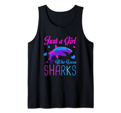 Cute Shark Lover Girls Themed Just a Girl Who Loves Sharks Camiseta sin Mangas
