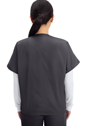 Image of Cherokee Scrubs for Women and Men Unisex V-Neck Tunic Nursing Scrub Top with Chest Pocket, Tuckable Durable Fabric - 4777 | 1 Chest Pocket For Essentials, Traditional Fit, Durable Construction, Comfortable Knit Details, Easy Care, Tuckable Style