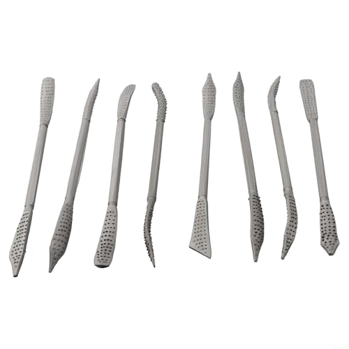 Juego de 8 limas de escofina de doble extremo para tallado de madera, limas curvadas de acero al carbono con asas ergonómicas, dientes escalonados medianos, 190 mm de longitud