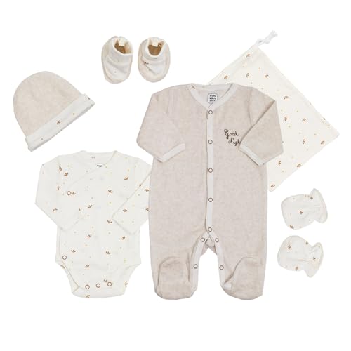 Trois Kilos Sept - Kit Naissance - Vêtements Bébé - 6 Pièces : Body, Pyjama, Sac De Rangement, Moufles; Bonnet et Chaussons - Brodé “Good Night” -...