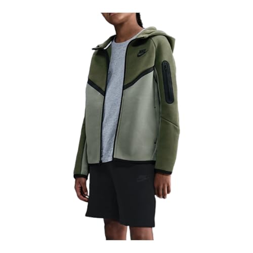 Nike Sportswear Tech Fleece Big Kids' Full-Zip Hoodie (Medium Olive/Light Army/Black/Black)