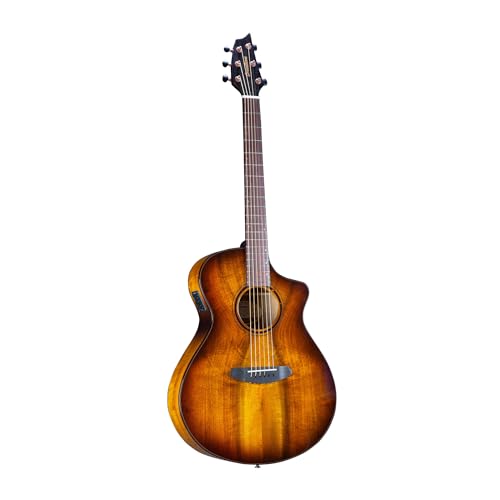Breedlove Pursuit Exotic S Concert 6-String Myrtlewood Wood Top Acoustic Electric Guitar with Slim Neck and Pinless Bridge (Right-Handed, Tiger's Eye)