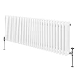 Radiador Tradicional Horizontal de 3 Columnas 600mm x 1462mm | Blanco | Acero | Montado en pared | Kit de fijación y soportes + Cepillo de limpieza GRATIS | Calefacción estufa calefactor