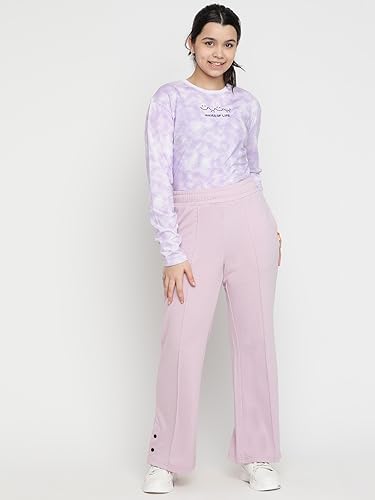 Image of Li'l Tomatoes Girls Flarred Trackpant | 100% Looper Fabric | Elastic Waist | Straight Fit Casual Wear | Soft & Warm | 9-16 Years