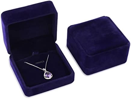 iSuperb Set of 2 Blue Velvet Necklace Pendant Box Jewelry Box Gift Boxes 3.1x1.6x2.8inch